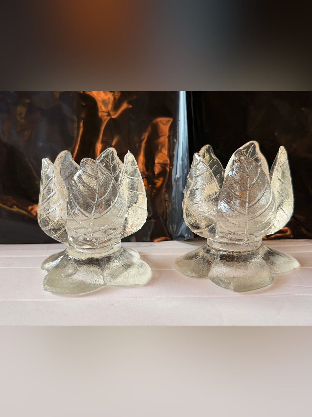 Frosted Crystal Tulip Shaped Votive Candle Holder